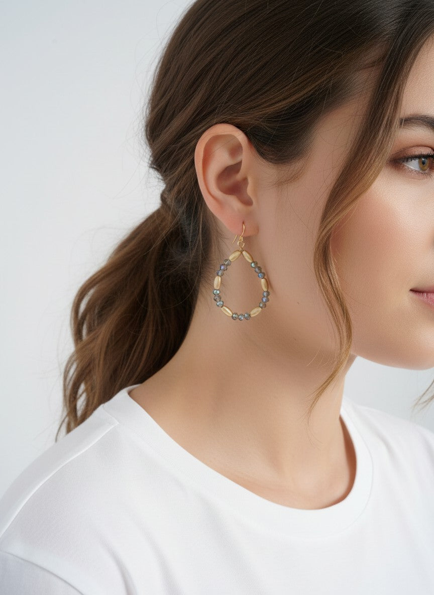 Faceted Beaded Teardrop Dangle Earrings