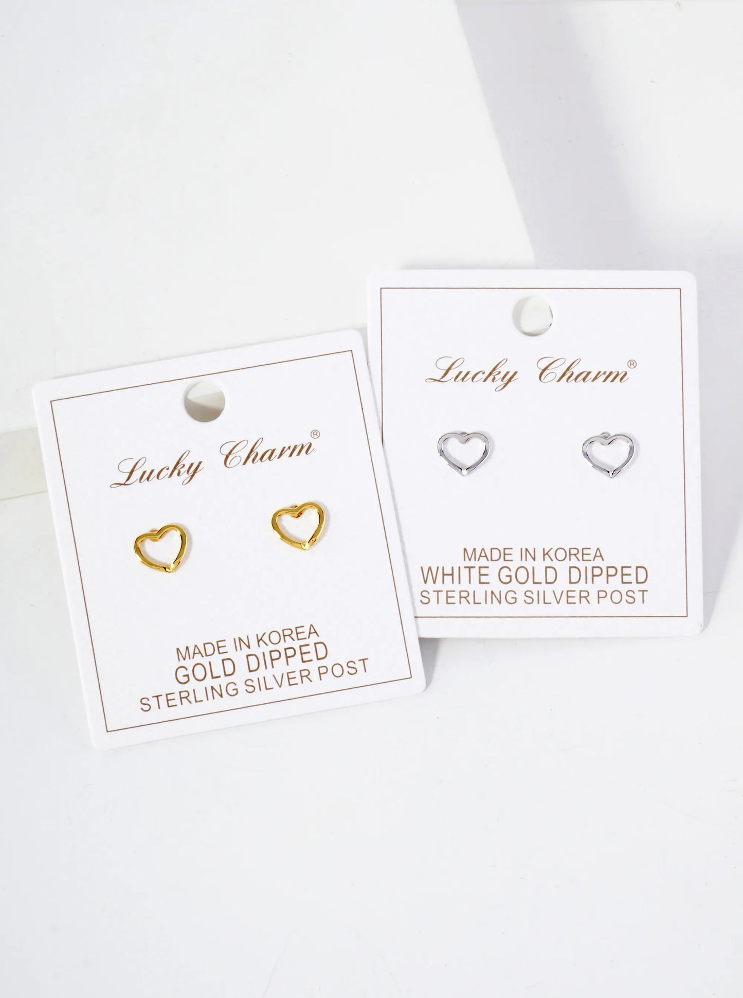 7mm Dainty Wire Heart 18K-Gold-Dipped Brass Stud Earrings