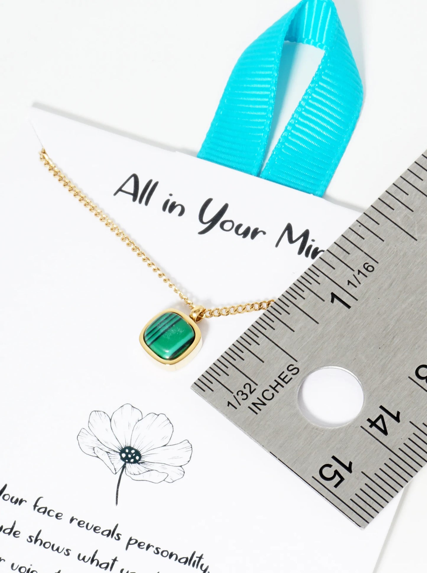 7mm Malachite Stone Pendant Hypoallergenic Stainless Steel Necklace