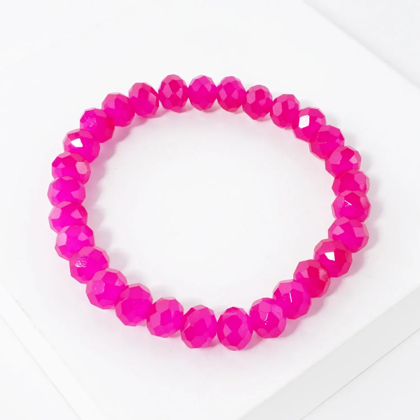 8mm Faceted Glass Beads Stretch Bracelet