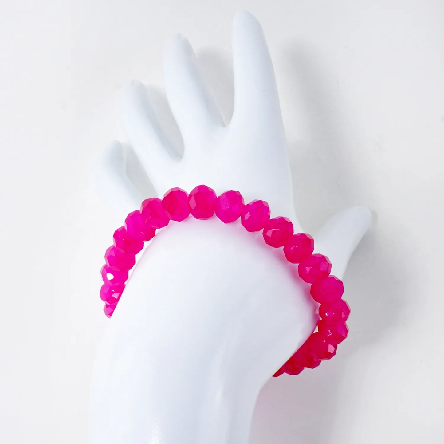 8mm Faceted Glass Beads Stretch Bracelet