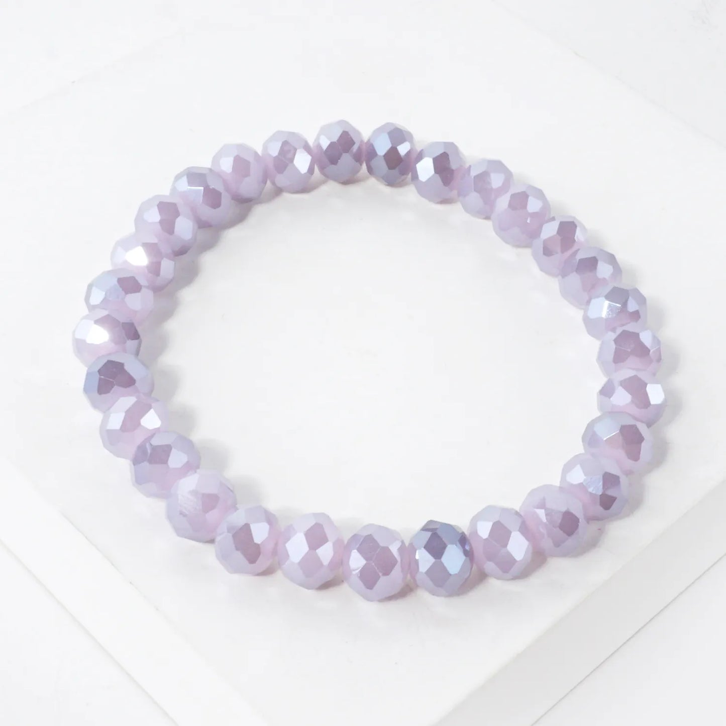 8mm Faceted Glass Beads Stretch Bracelet