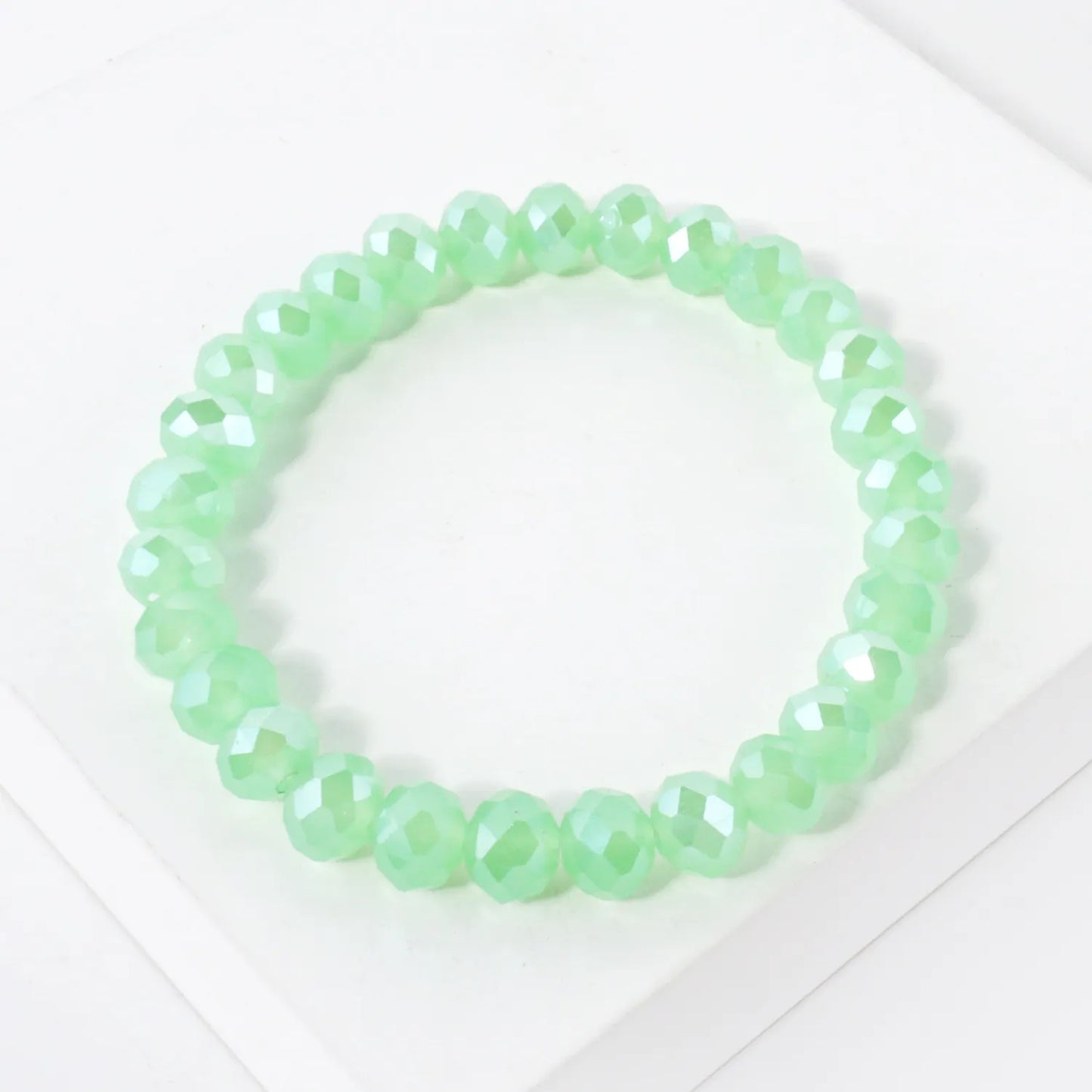 8mm Faceted Glass Beads Stretch Bracelet