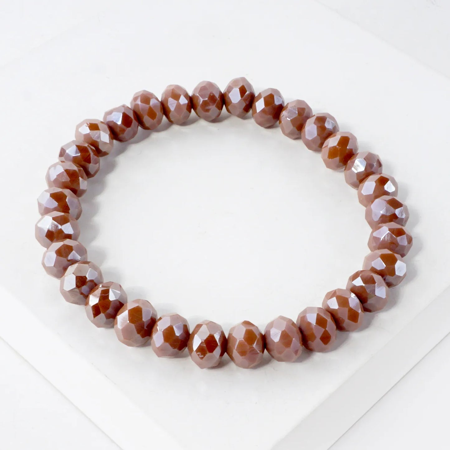 8mm Faceted Glass Beads Stretch Bracelet