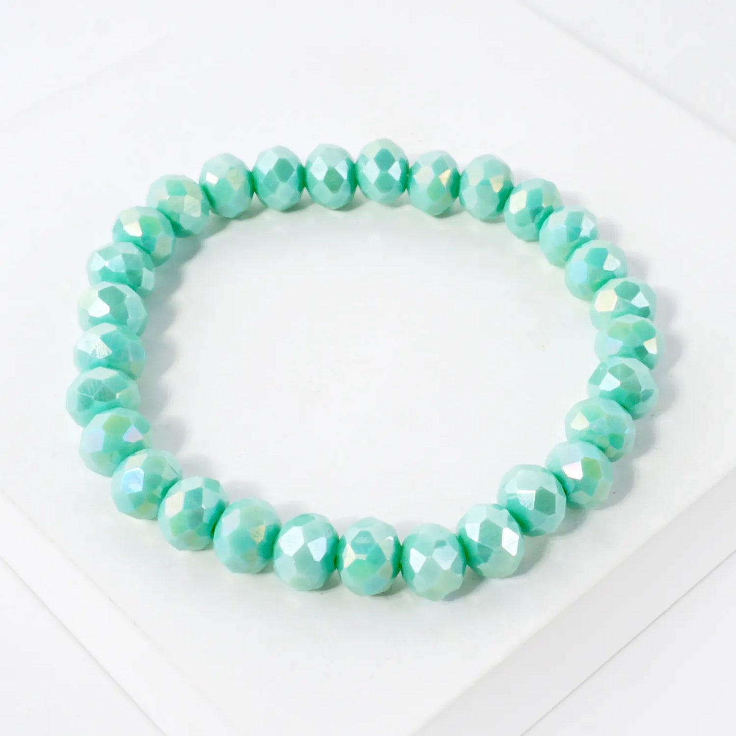8mm Faceted Glass Beads Stretch Bracelet