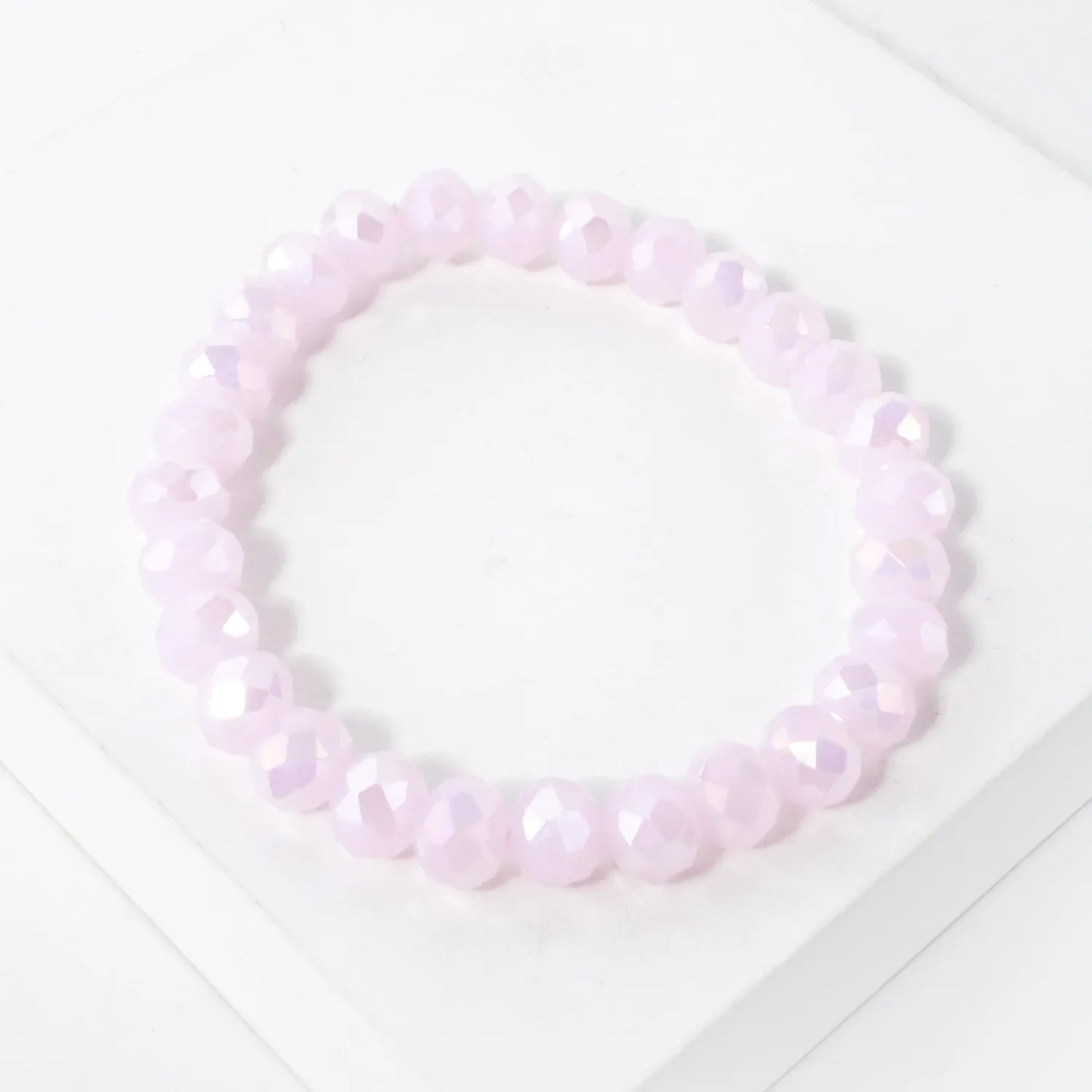 8mm Faceted Glass Beads Stretch Bracelet