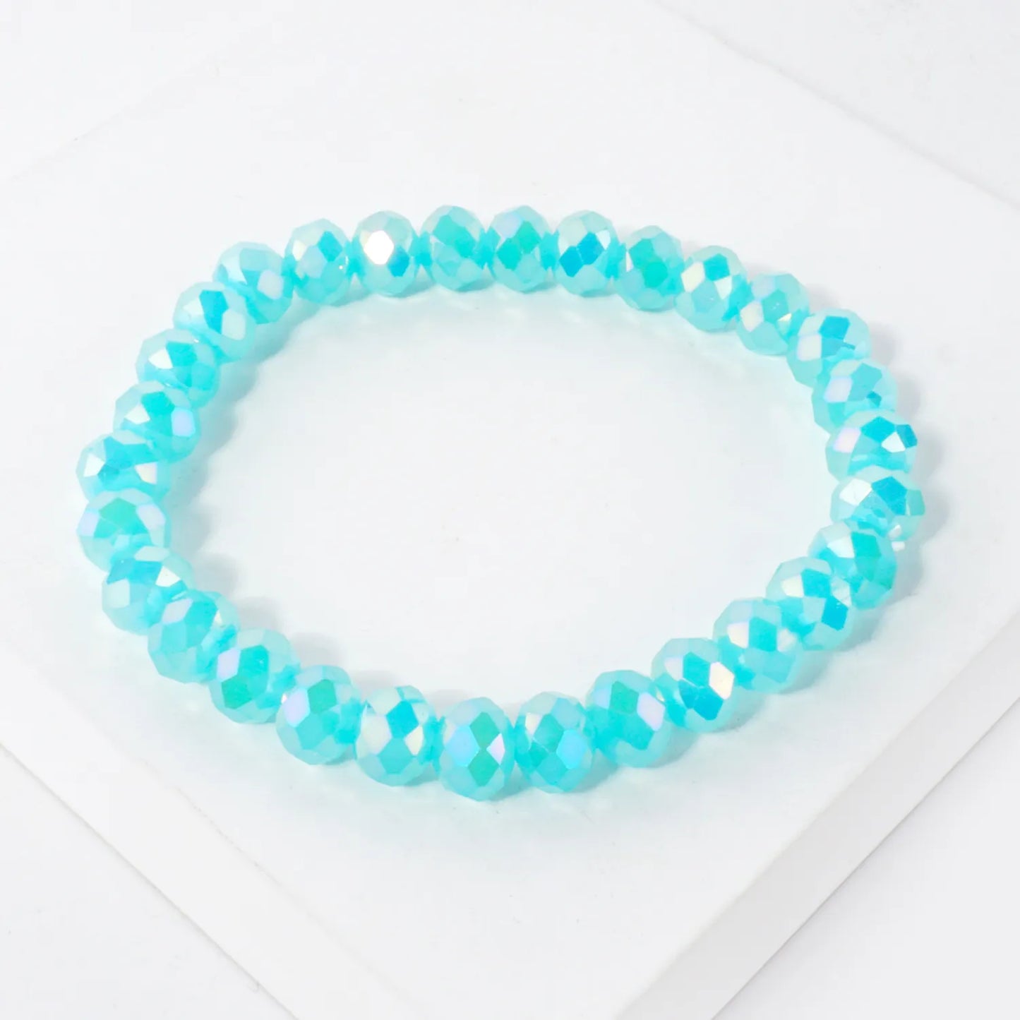 8mm Faceted Glass Beads Stretch Bracelet