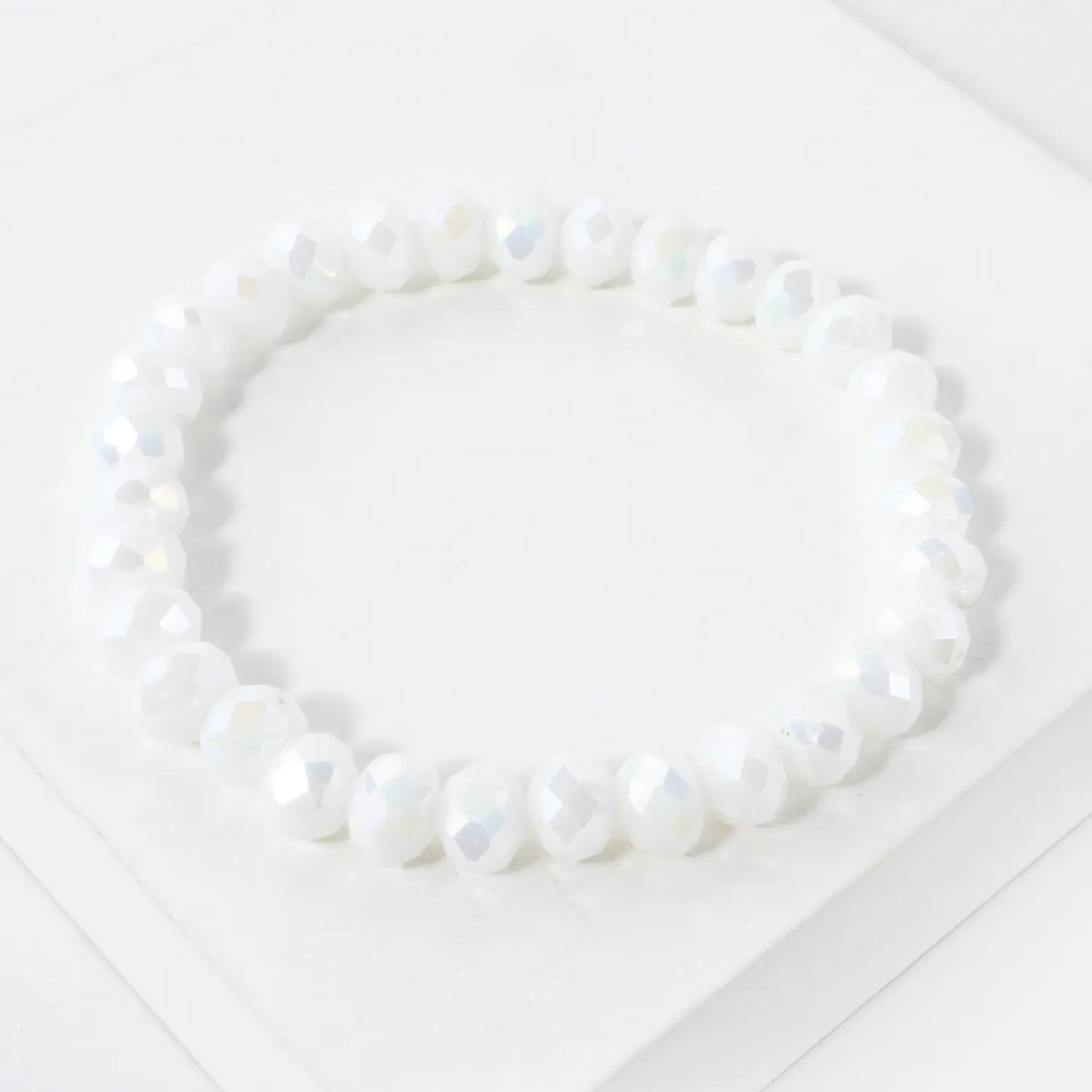 8mm Faceted Glass Beads Stretch Bracelet