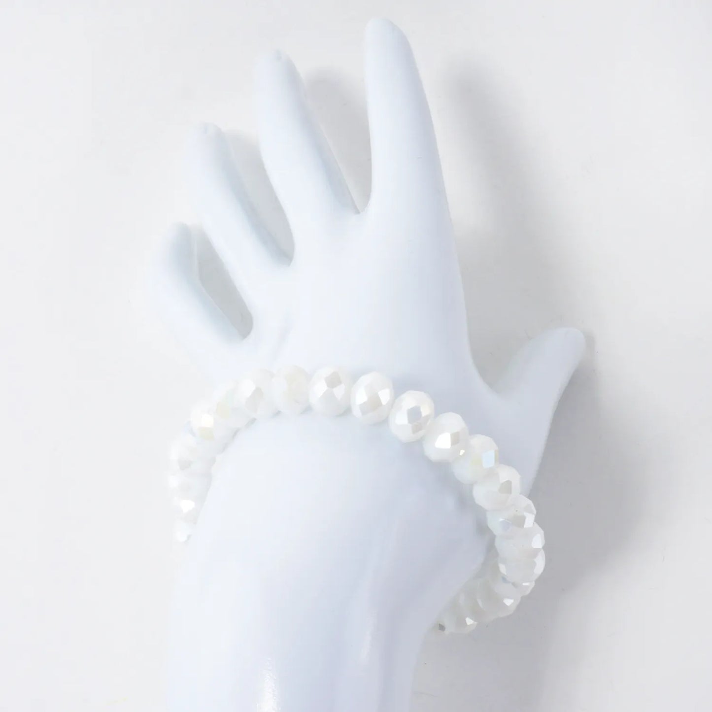 8mm Faceted Glass Beads Stretch Bracelet