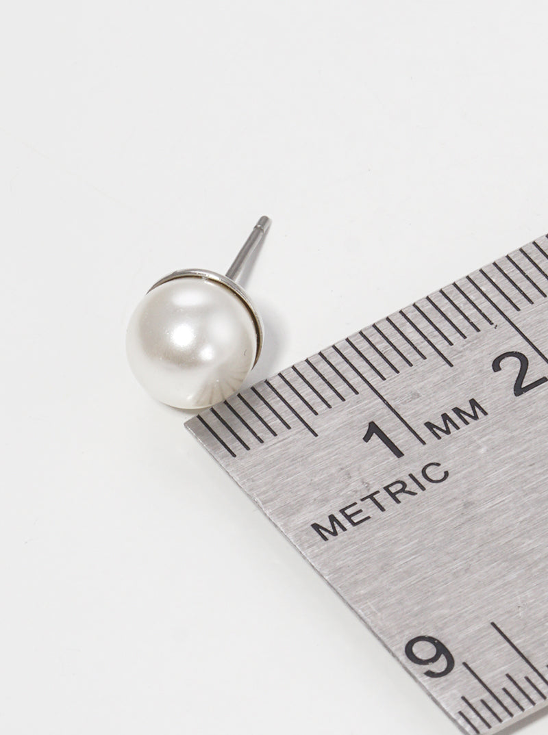 8mm Glass Pearl Post Stud Earrings