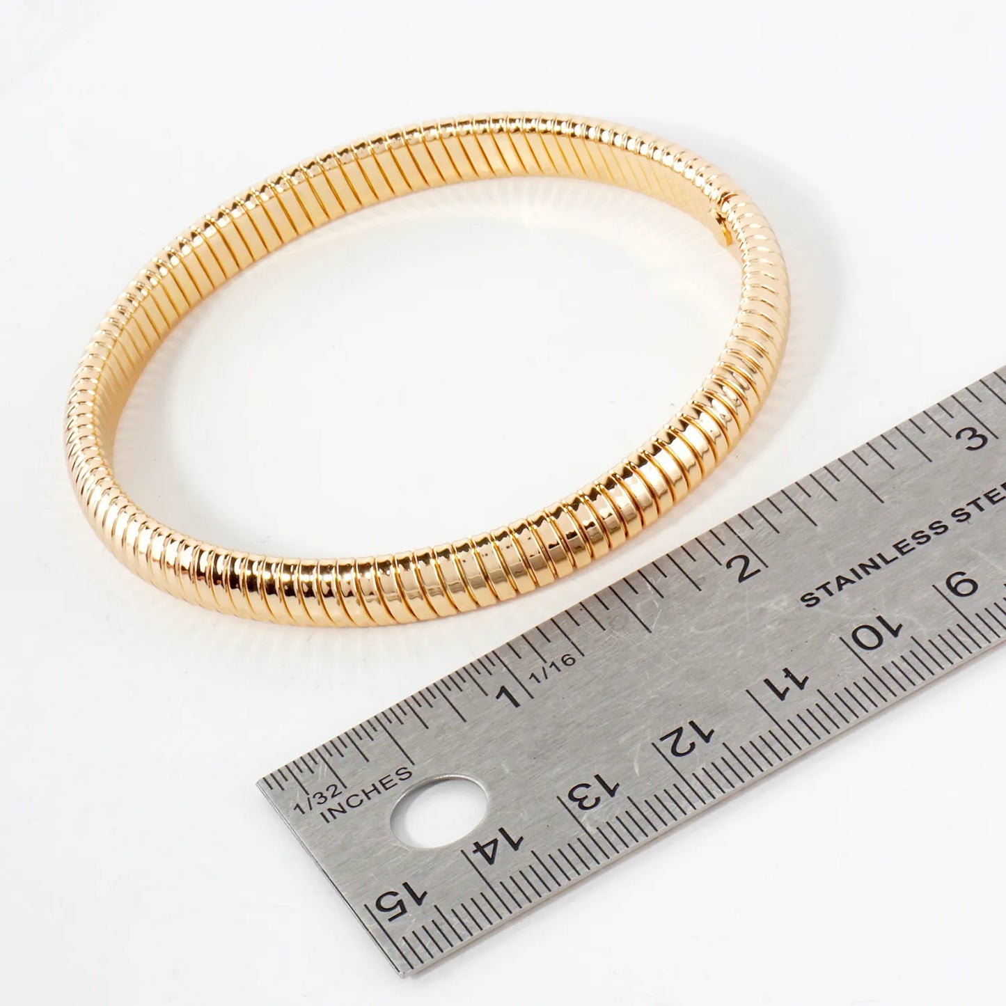 8mm Polished Metal Coil Omega Chain Bangle Bracelet