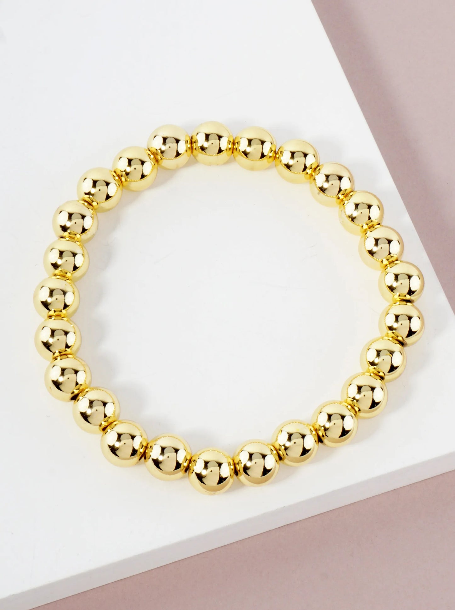 8mm Stainless-Steel Ball-Beaded Stretch Bracelet
