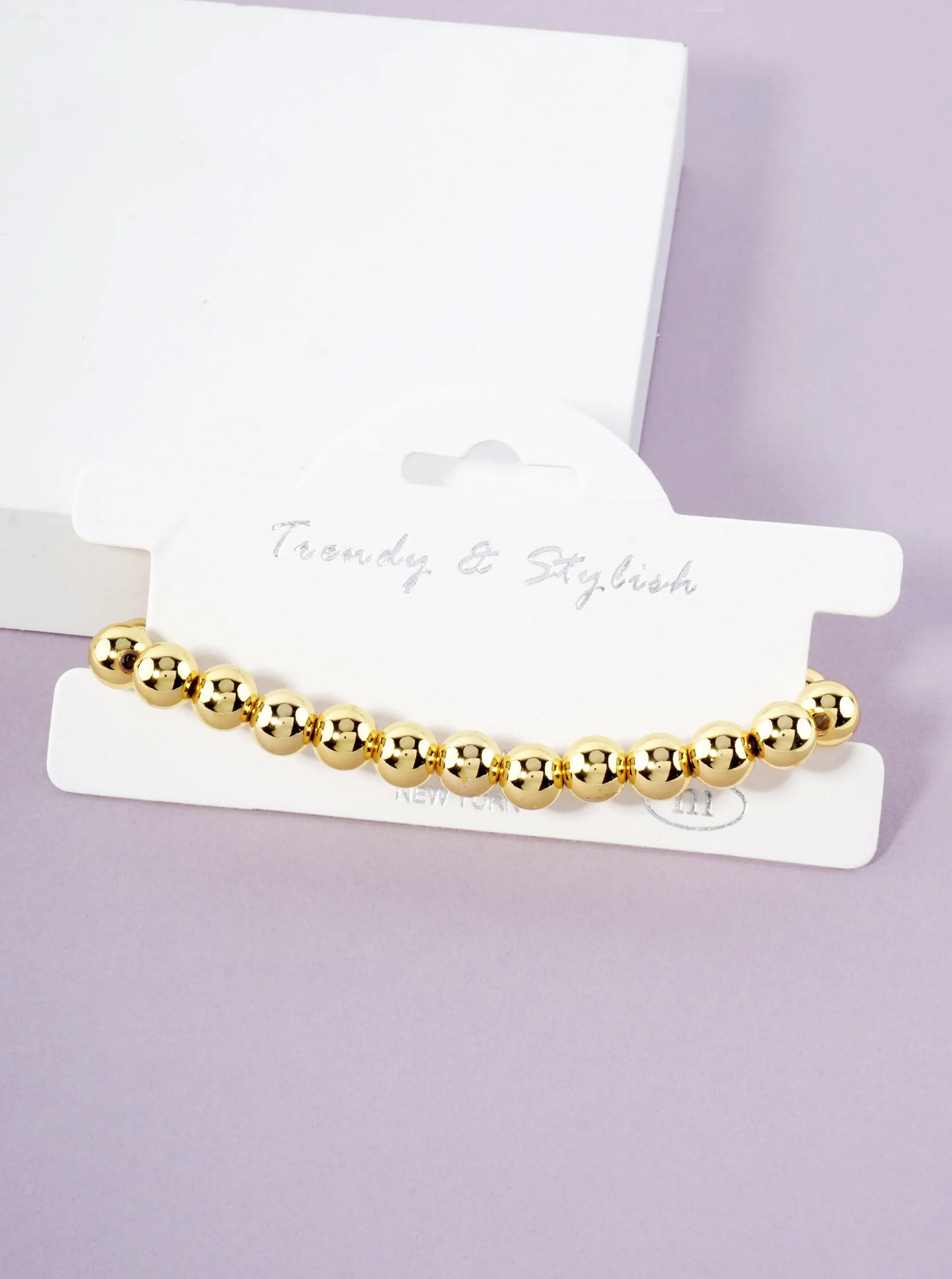 8mm Stainless-Steel Ball-Beaded Stretch Bracelet