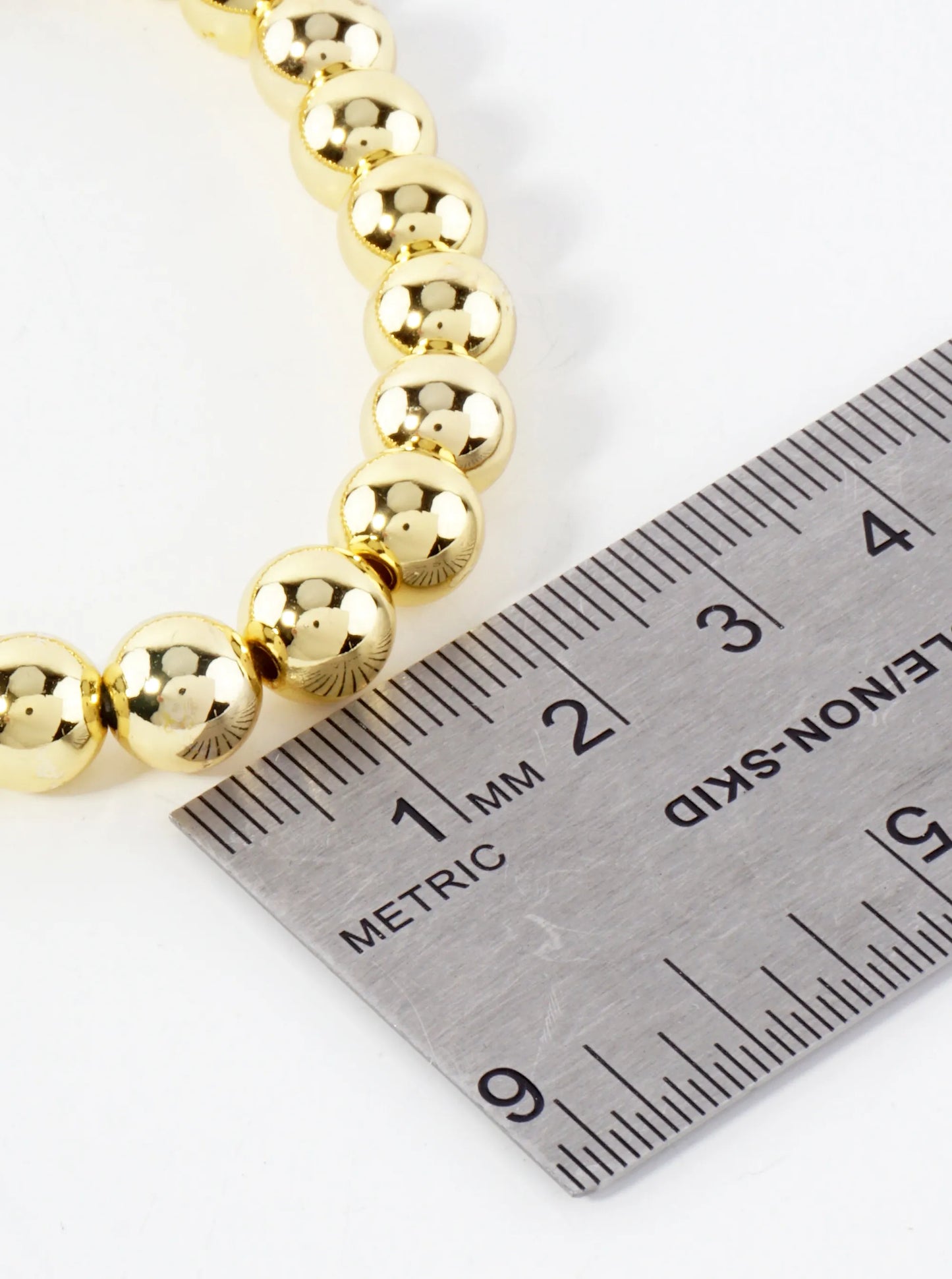 8mm Stainless-Steel Ball-Beaded Stretch Bracelet