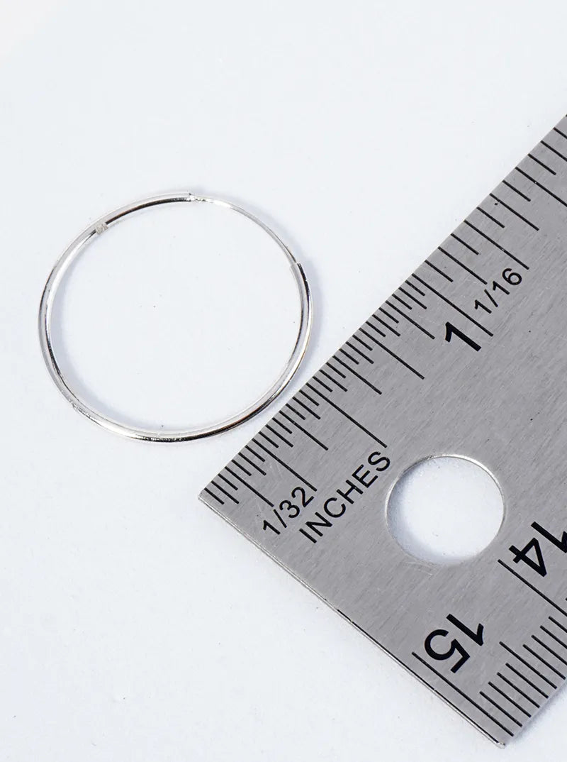 925 Sterling Silver 22mm Lightweight Endless Hoop Earrings