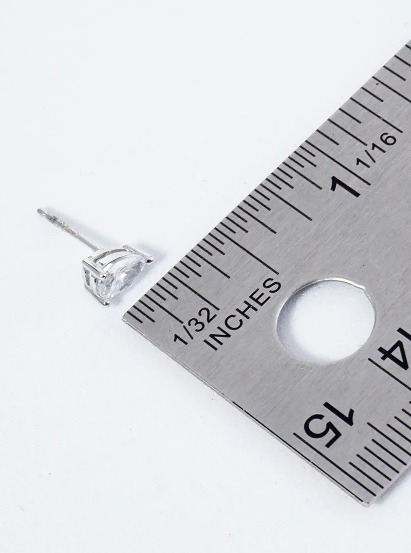 925 Sterling Silver 7mm 3-Prong Teardrop Stud Earrings