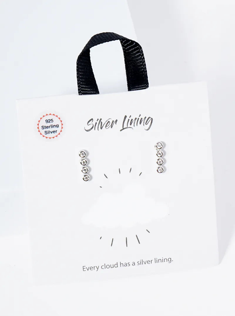 925 Sterling Silver 9mm 4 Round Bezel CZ Delicate Stud Earrings