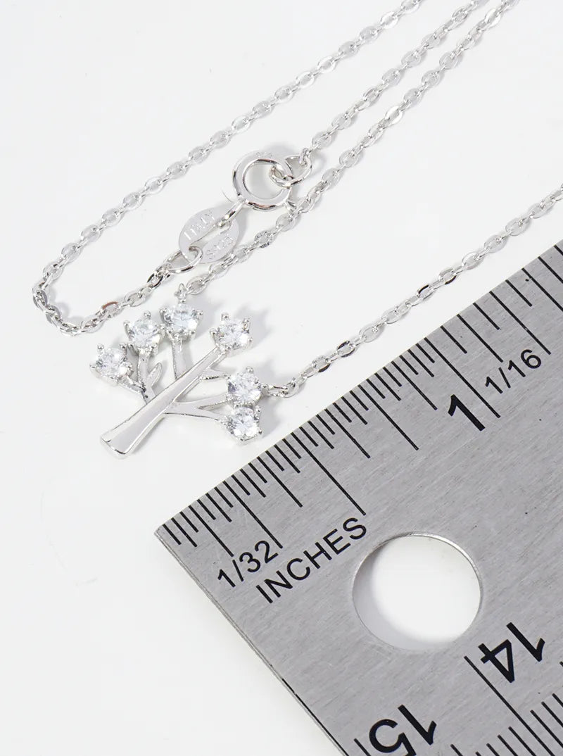 925 Sterling Silver CZ Tree Of Life Pendant Delicate Necklace