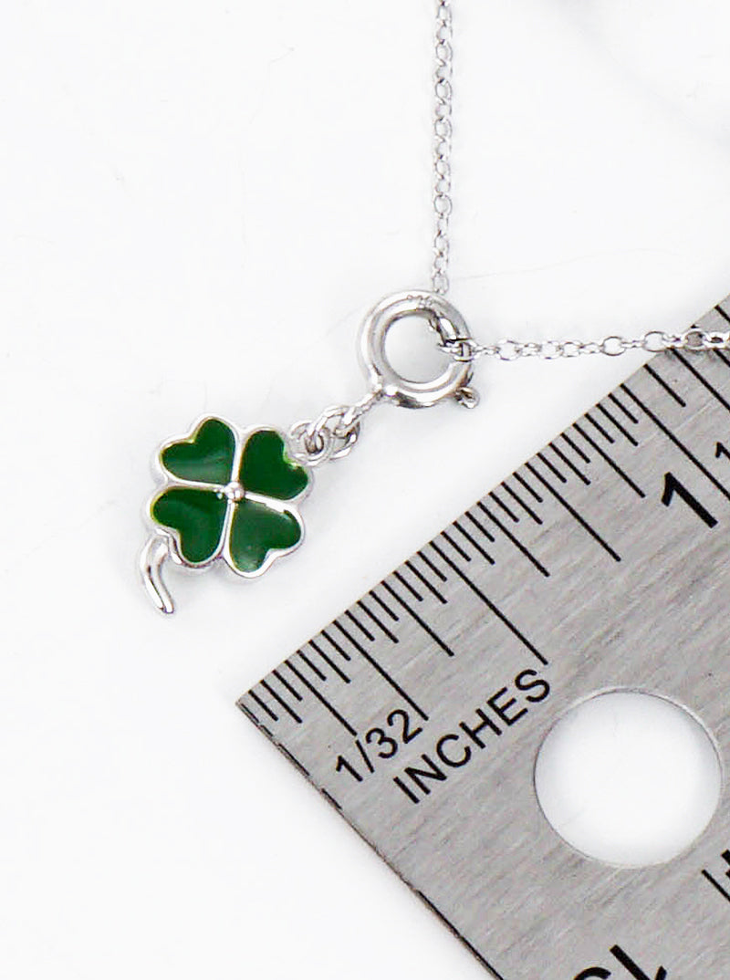 925 Sterling Silver Enamel Clover Pendant Necklace