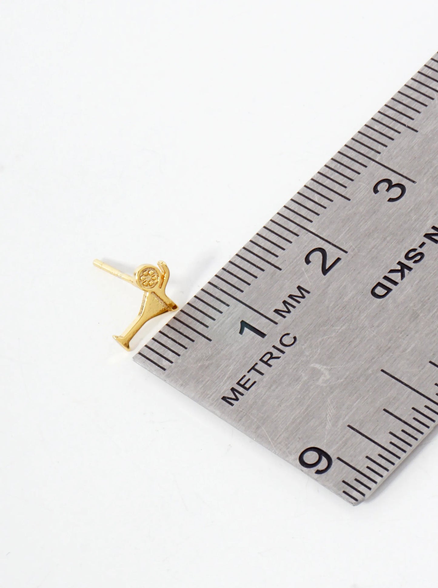 9mm Dainty Martini 18K-Gold-Dipped Brass Stud Earrings