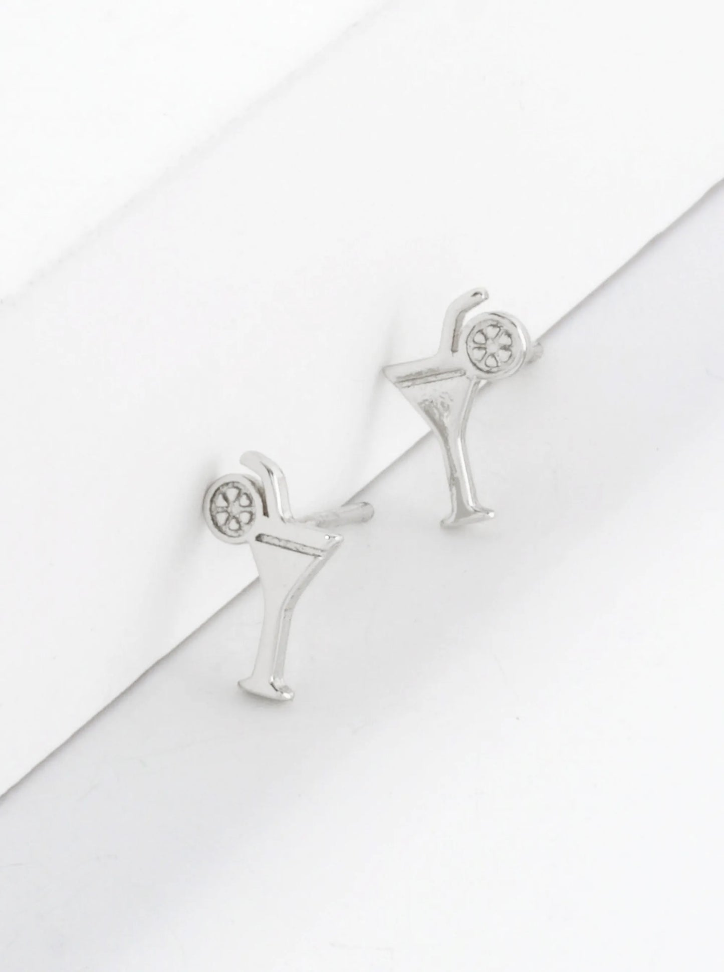 9mm Dainty Martini 18K-Gold-Dipped Brass Stud Earrings