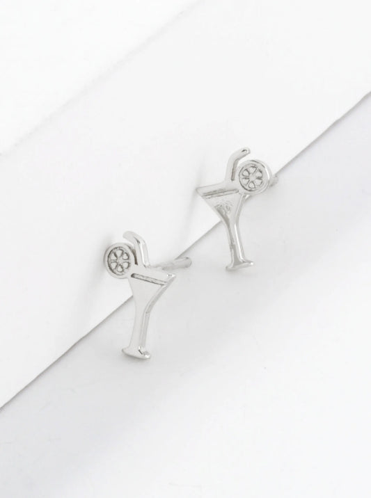 9mm Dainty Martini 18K-Gold-Dipped Brass Stud Earrings