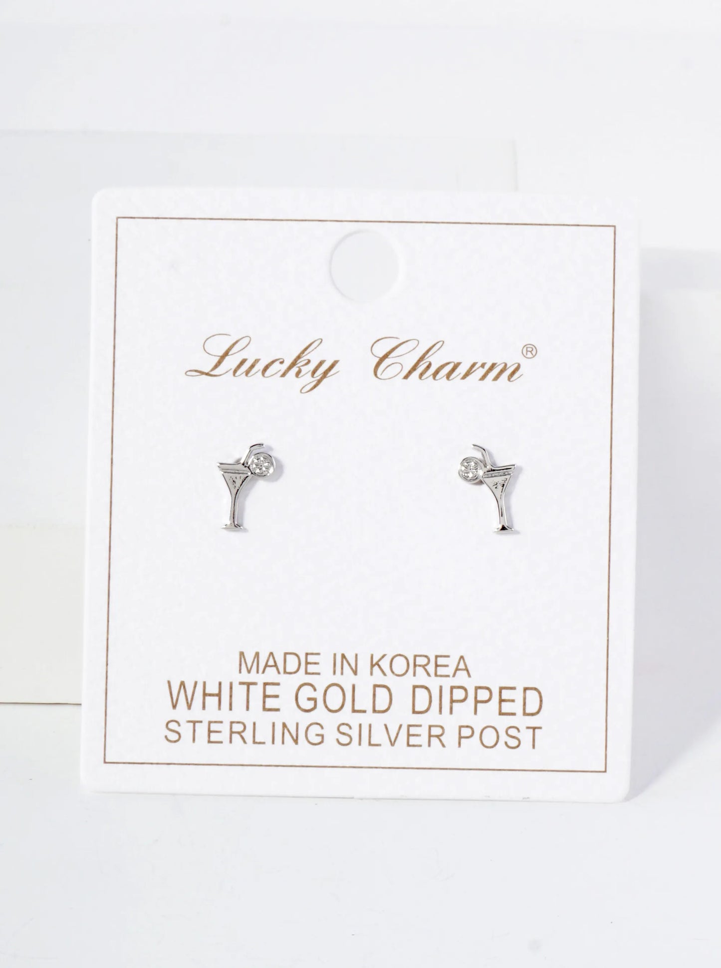 9mm Dainty Martini 18K-Gold-Dipped Brass Stud Earrings