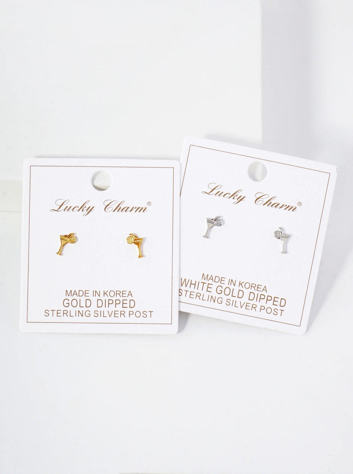 9mm Dainty Martini 18K-Gold-Dipped Brass Stud Earrings