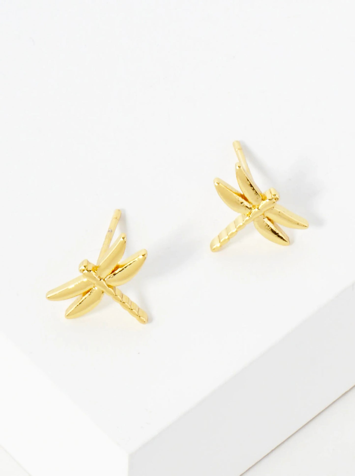 9mm Dragonfly 18K-Gold-Dipped Polished Brass Stud Earrings