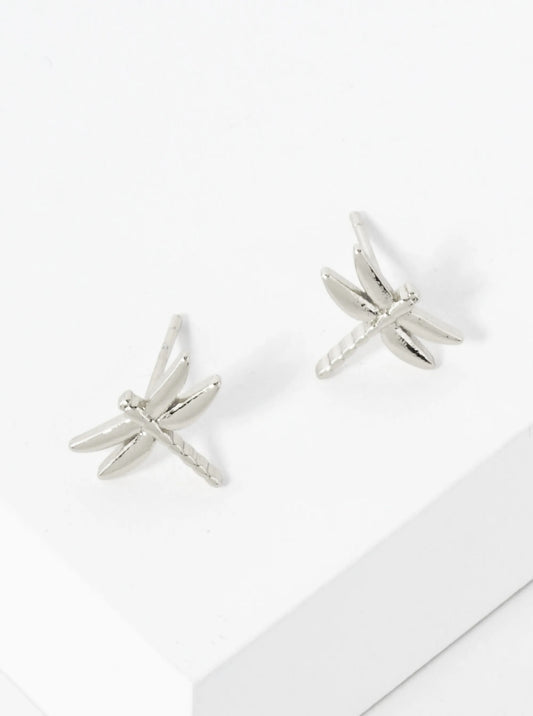 9mm Dragonfly 18K-Gold-Dipped Polished Brass Stud Earrings