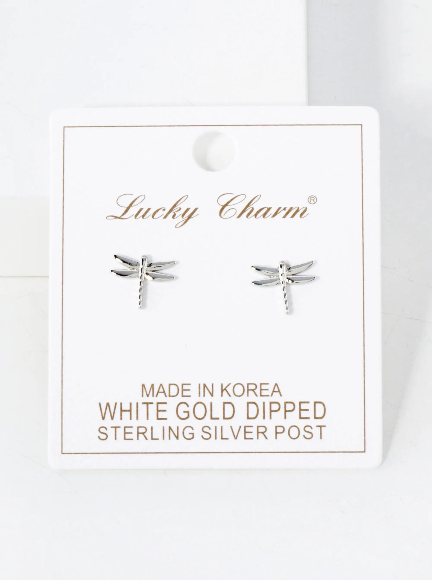 9mm Dragonfly 18K-Gold-Dipped Polished Brass Stud Earrings