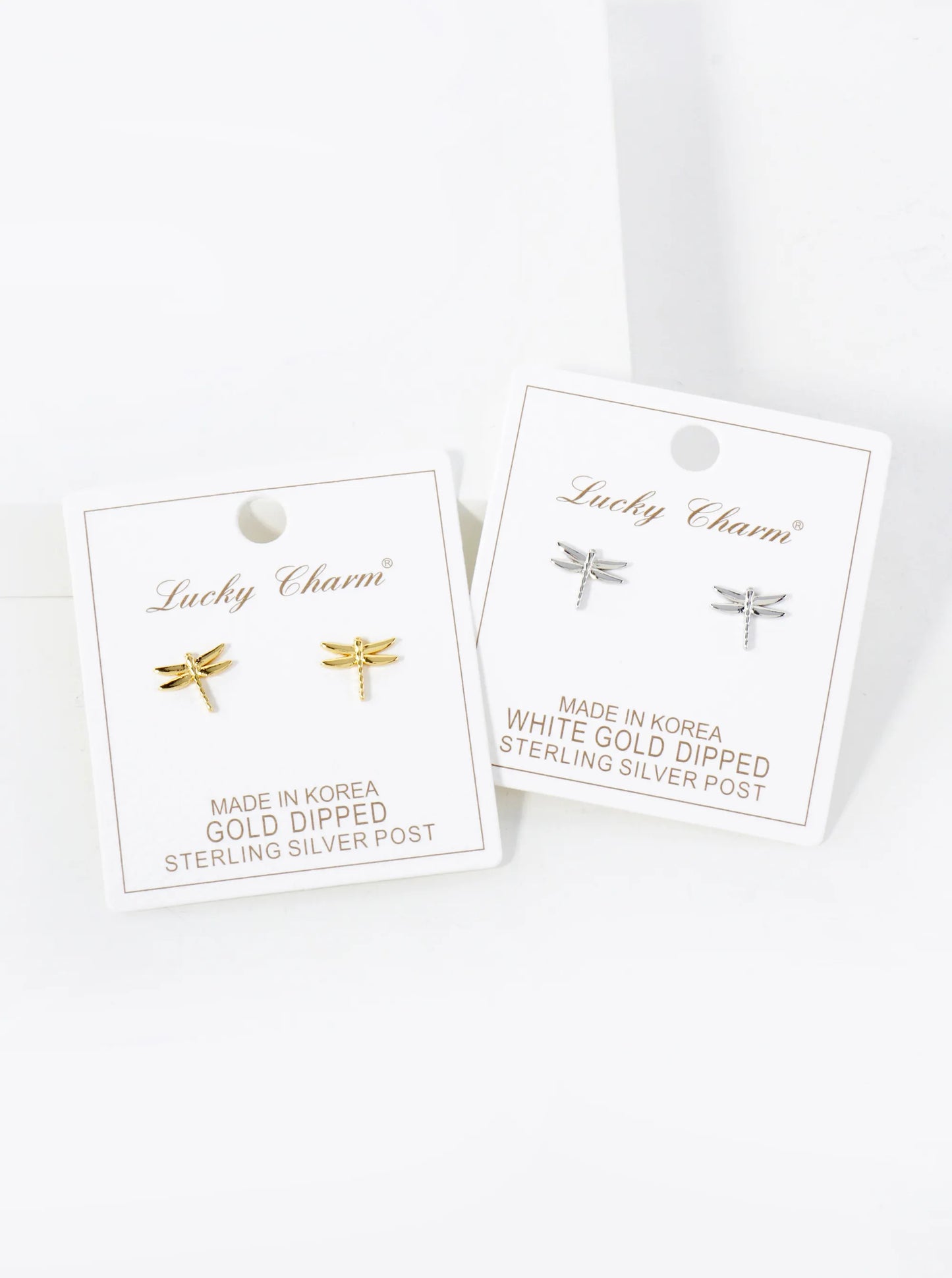 9mm Dragonfly 18K-Gold-Dipped Polished Brass Stud Earrings
