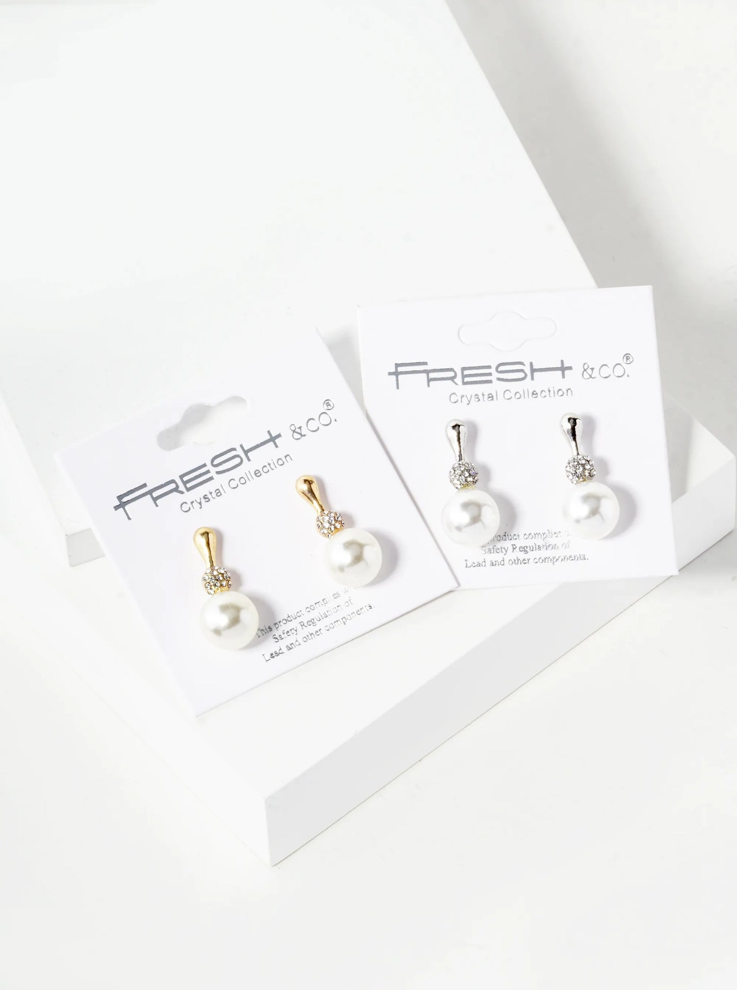 9mm Pearl Drop 21mm Crystal Pave Stud Earrings