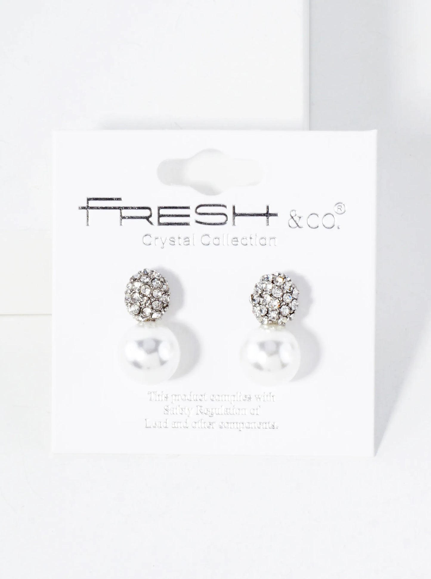 9mm Pearl Drop Crystal-Pave Oval Stud Earrings