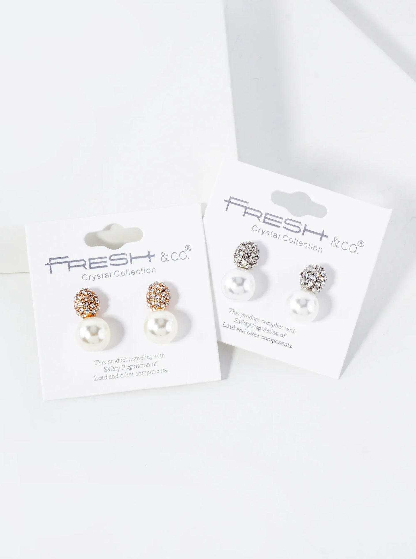 9mm Pearl Drop Crystal-Pave Oval Stud Earrings