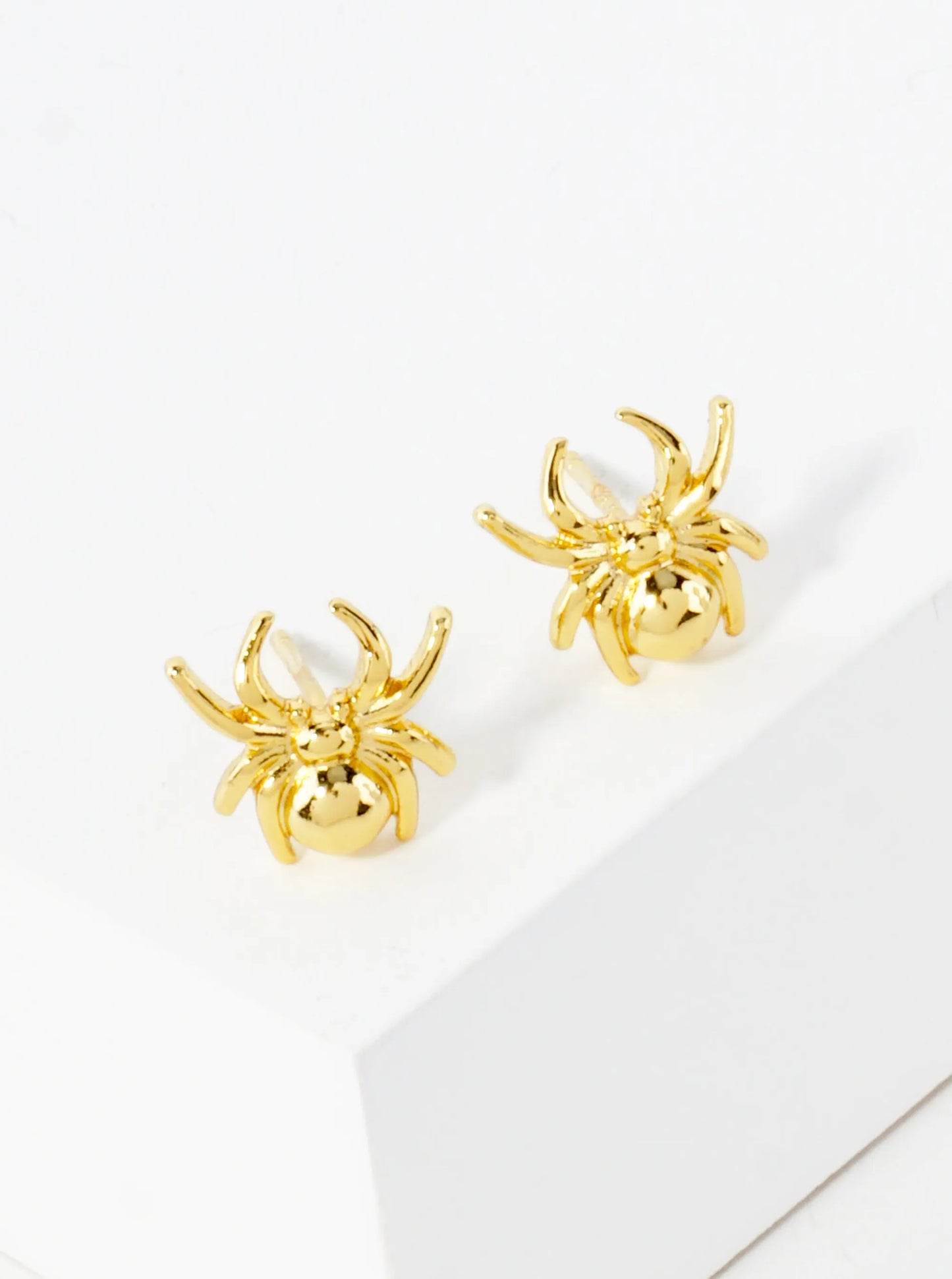 9mm Spider 18K-Gold-Dipped Polished Brass Halloween Stud Earrings