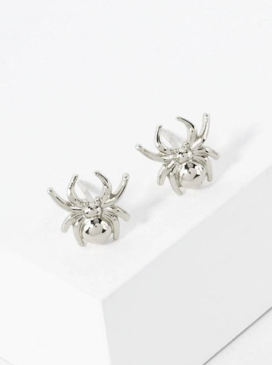 9mm Spider 18K-Gold-Dipped Polished Brass Halloween Stud Earrings