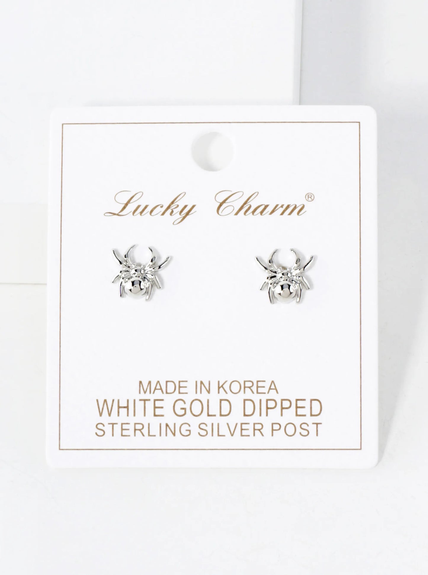 9mm Spider 18K-Gold-Dipped Polished Brass Halloween Stud Earrings