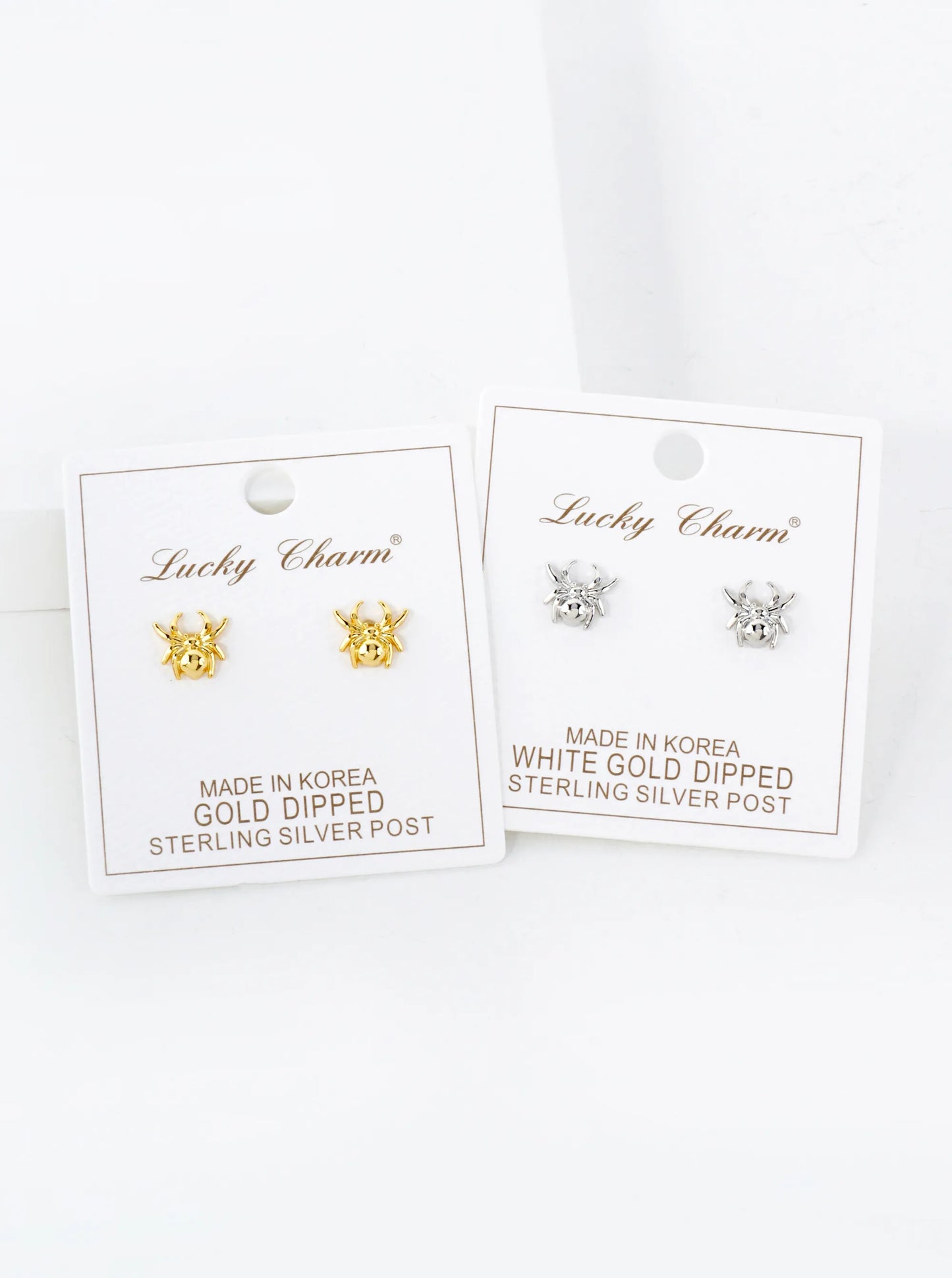 9mm Spider 18K-Gold-Dipped Polished Brass Halloween Stud Earrings