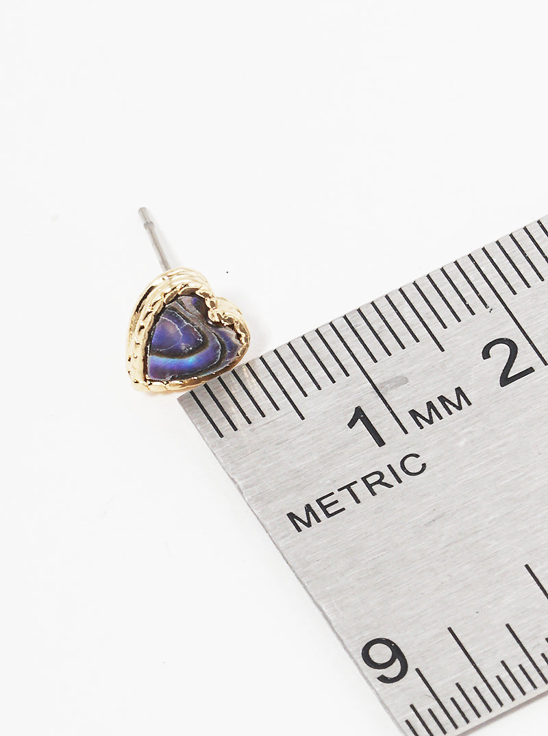 Abalone MOP Filled Dainty Heart Stud Earrings