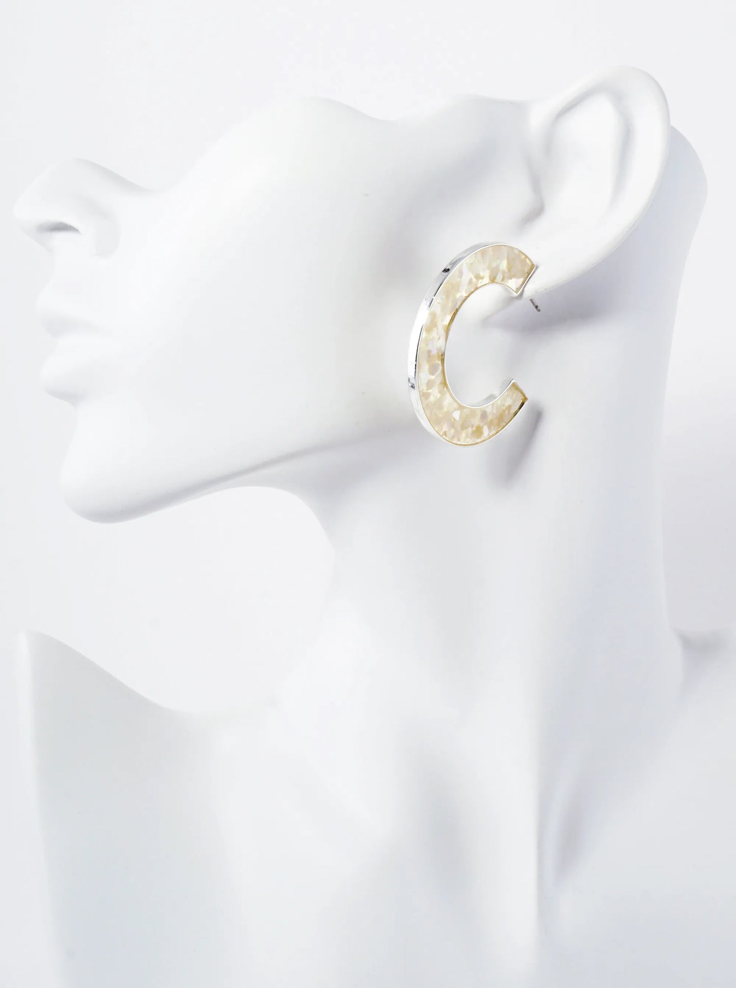 Abalone Shell Inlay 40mm Open Hoop Earrings