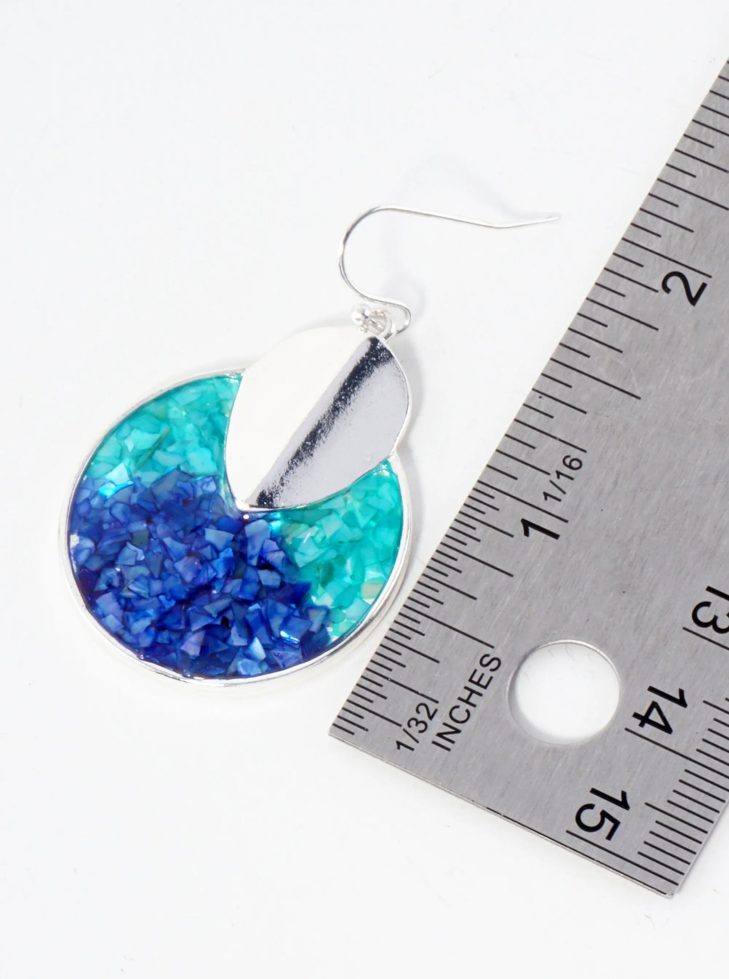 Abalone Shell Inlay Circle Drop Dangle Earrings