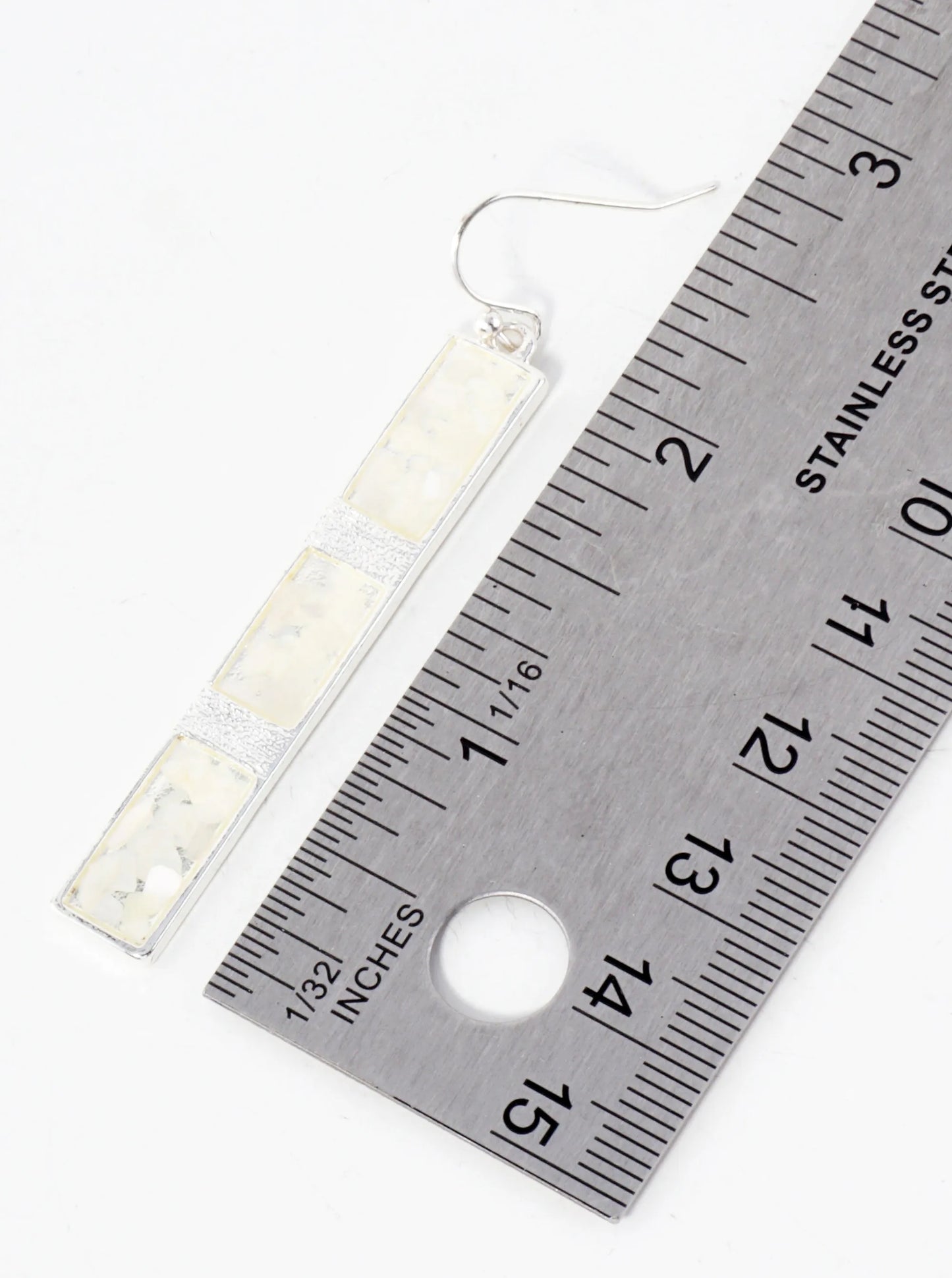 Abalone Shell Inlay Rectangle Bar Drop Dangle Earrings