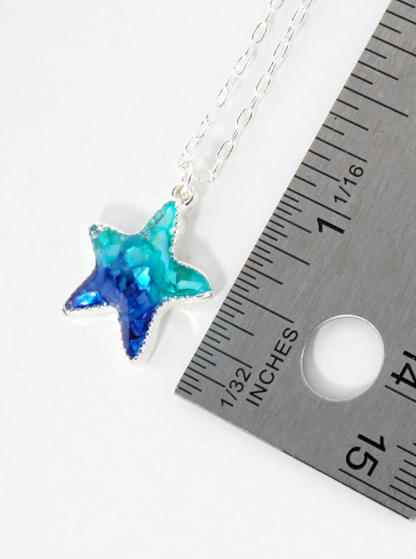 Abalone Shell Inlay Starfish Pendant 16-Inch Sea-Life Necklace