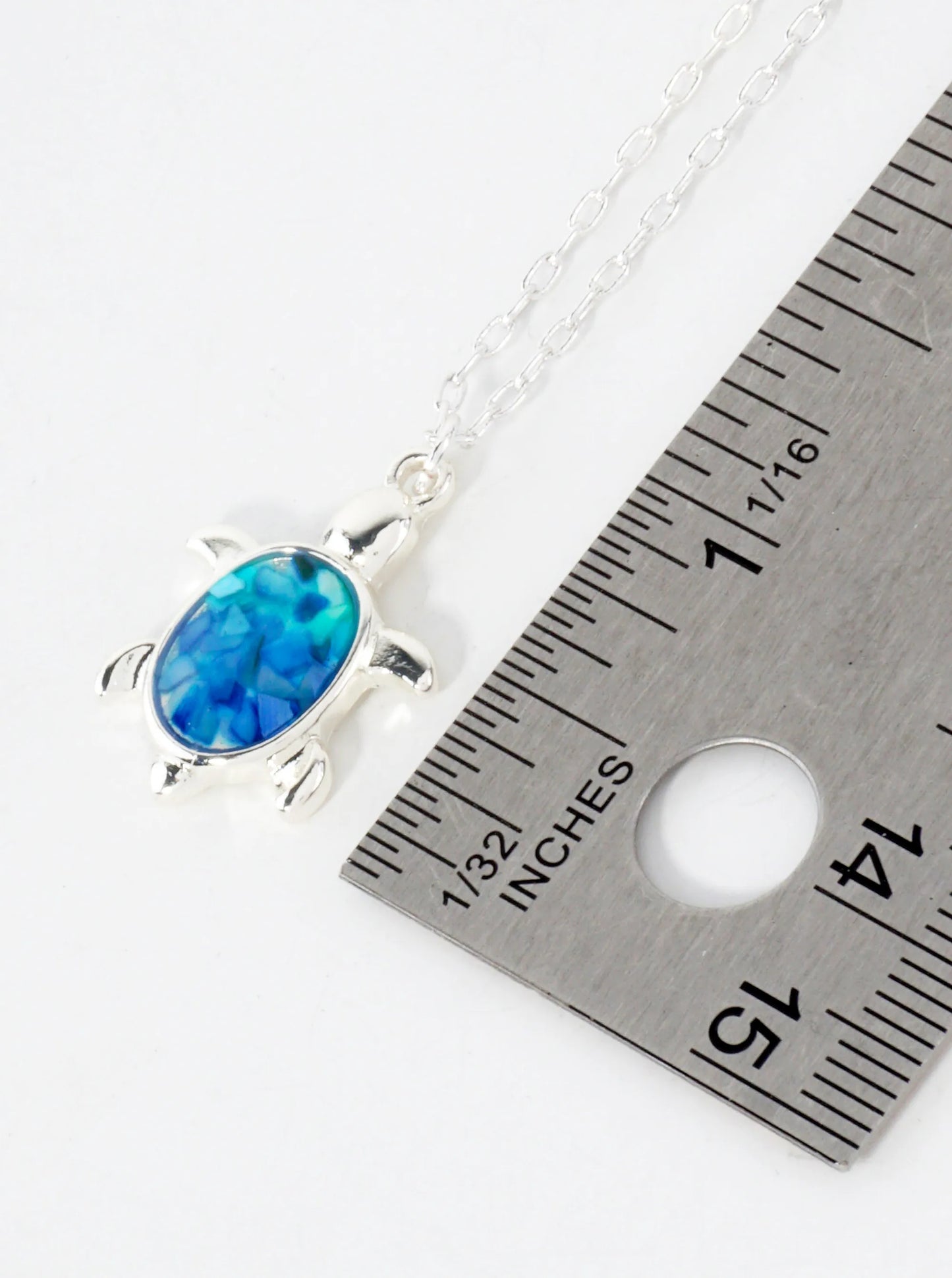Abalone Shell Inlay Turtle Pendant 16-Inch Sea-Life Necklace