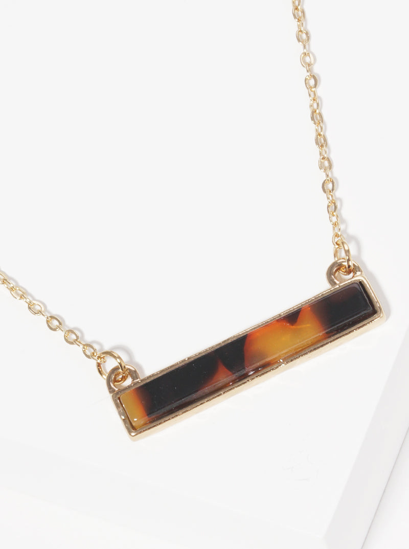 Acetate Horizontal Rectangle Bar Pendant Necklace