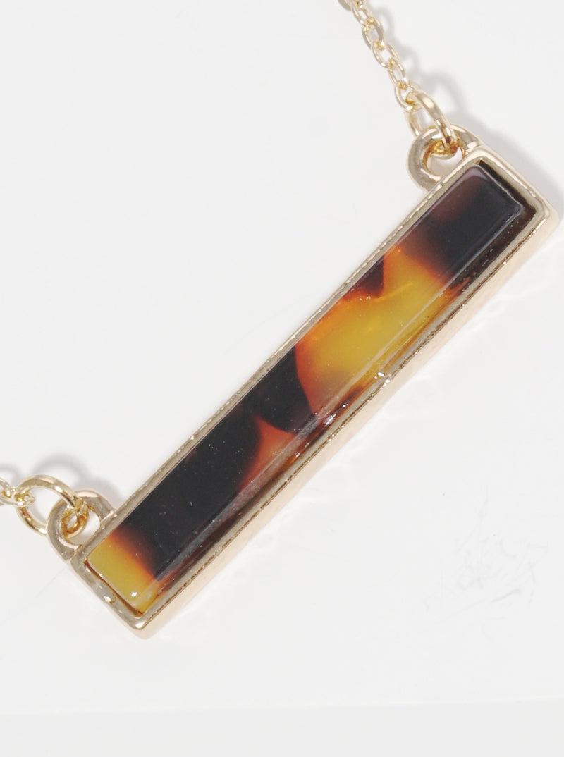 Acetate Horizontal Rectangle Bar Pendant Necklace
