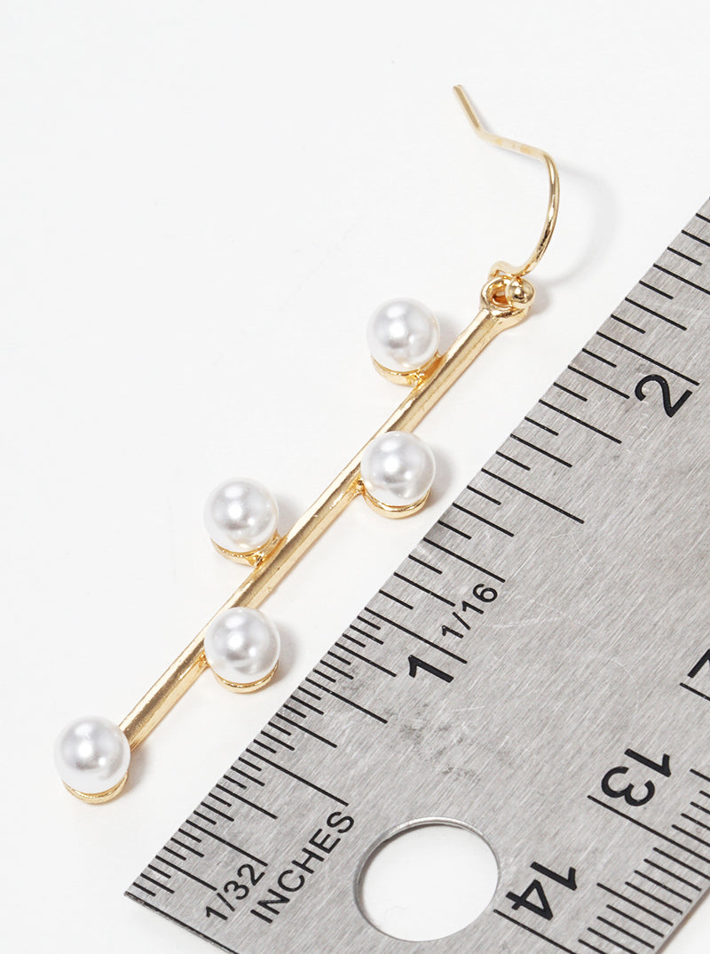 Acrylic Pearl Metal Bar Fish Hook Dangle Drop Earrings