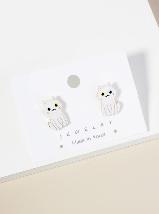 Adorable Cartoon Style Cat Stud Earrings