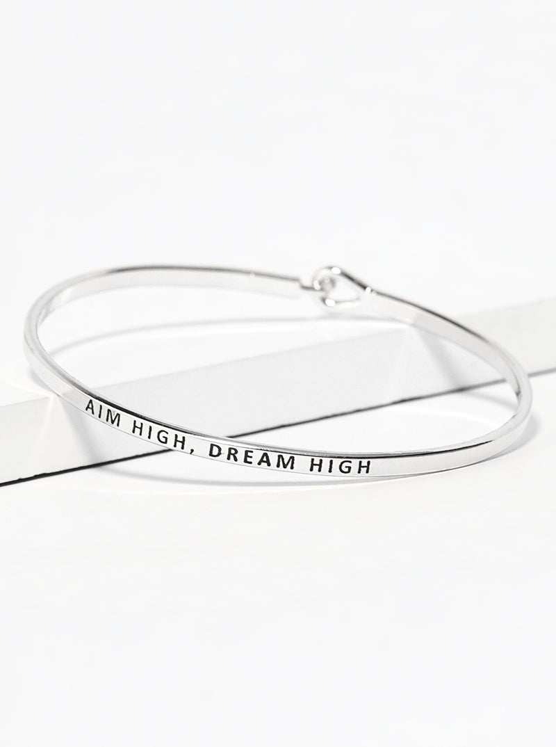 Aim High Dream High Engraved Inspirational Bangle Bracelet